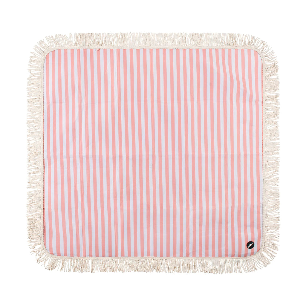 Fringed Medium Picnic Mat Coral Stripe