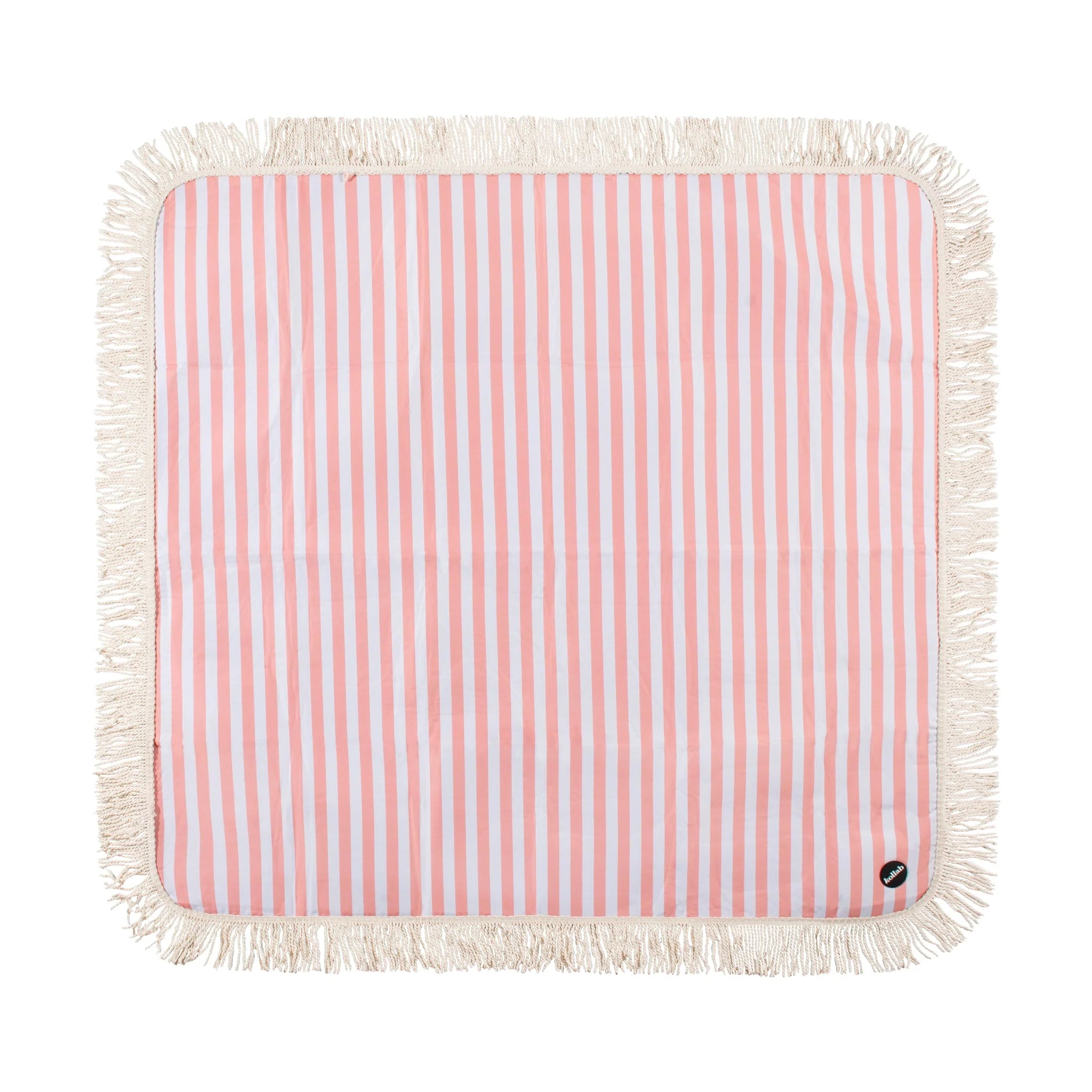 Fringed Medium Picnic Mat Coral Stripe