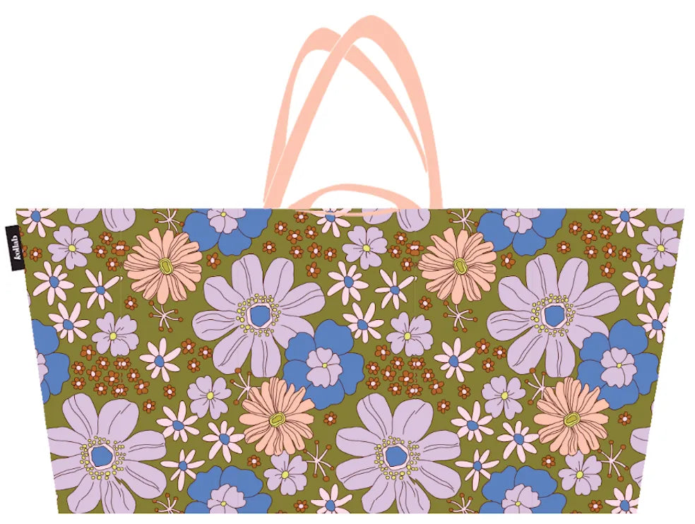 Beach Bag Blue Flowers