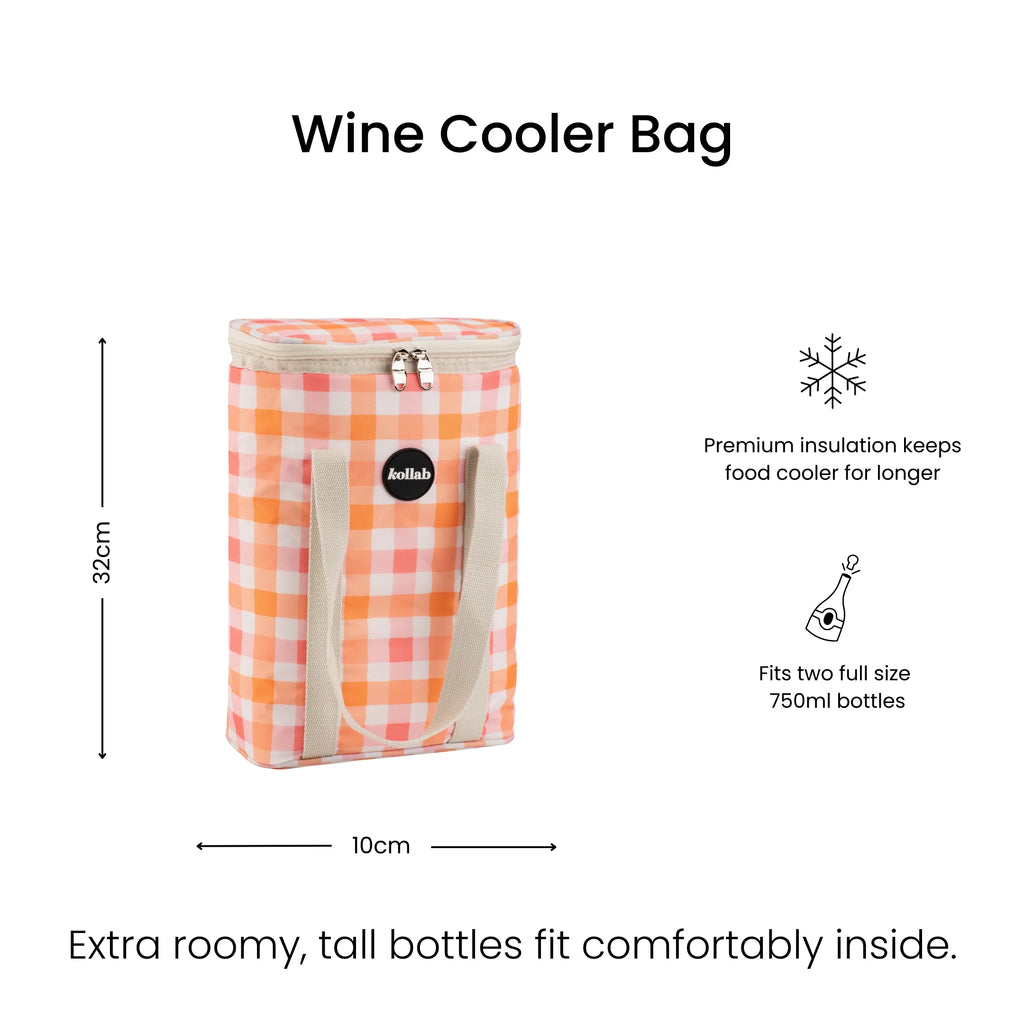 Wine Cooler Bag Watermelon Peach Check