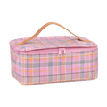 Toiletry Stash Bag Pink Blanket Check