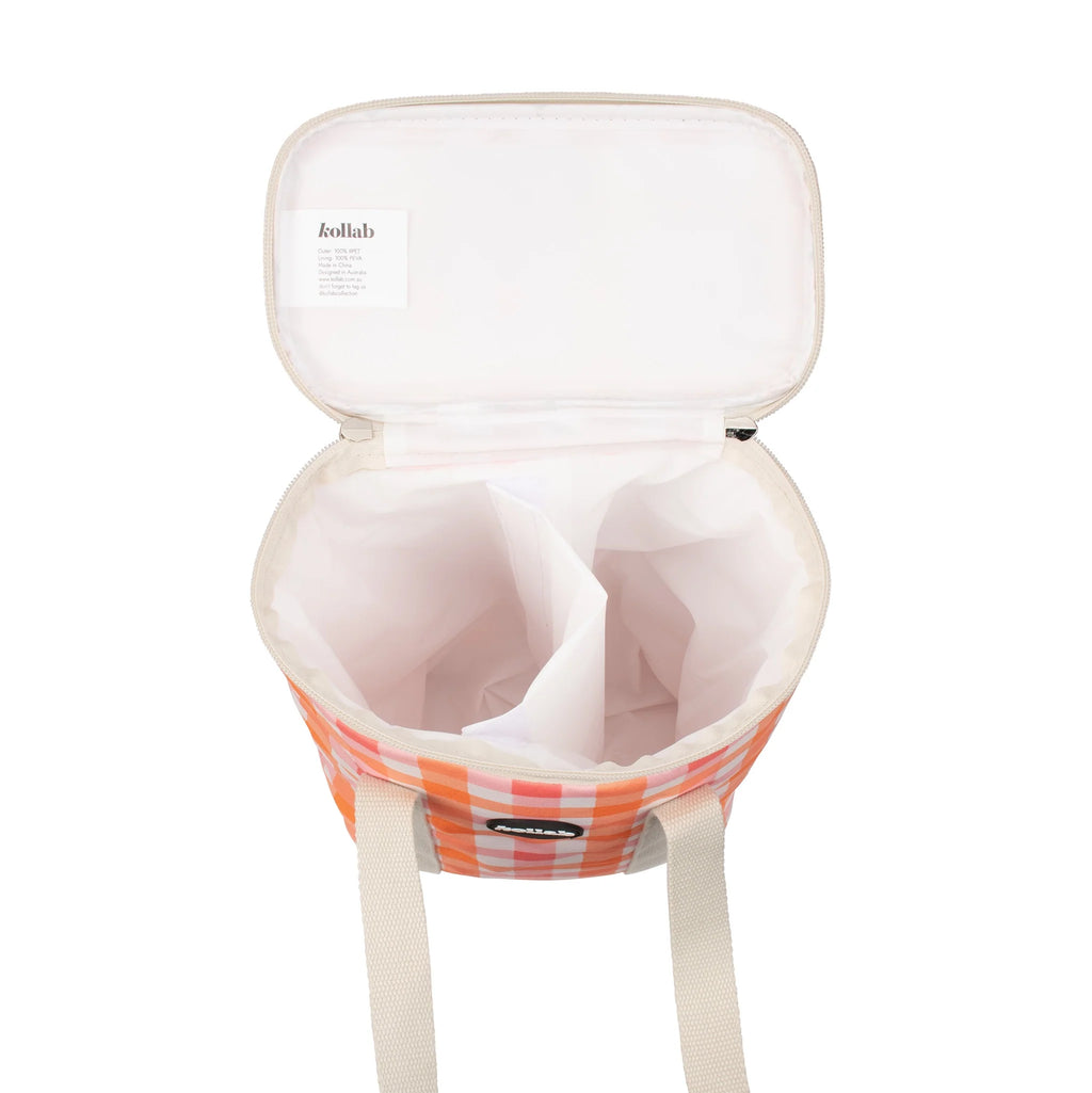 Wine Cooler Bag Watermelon Peach Check
