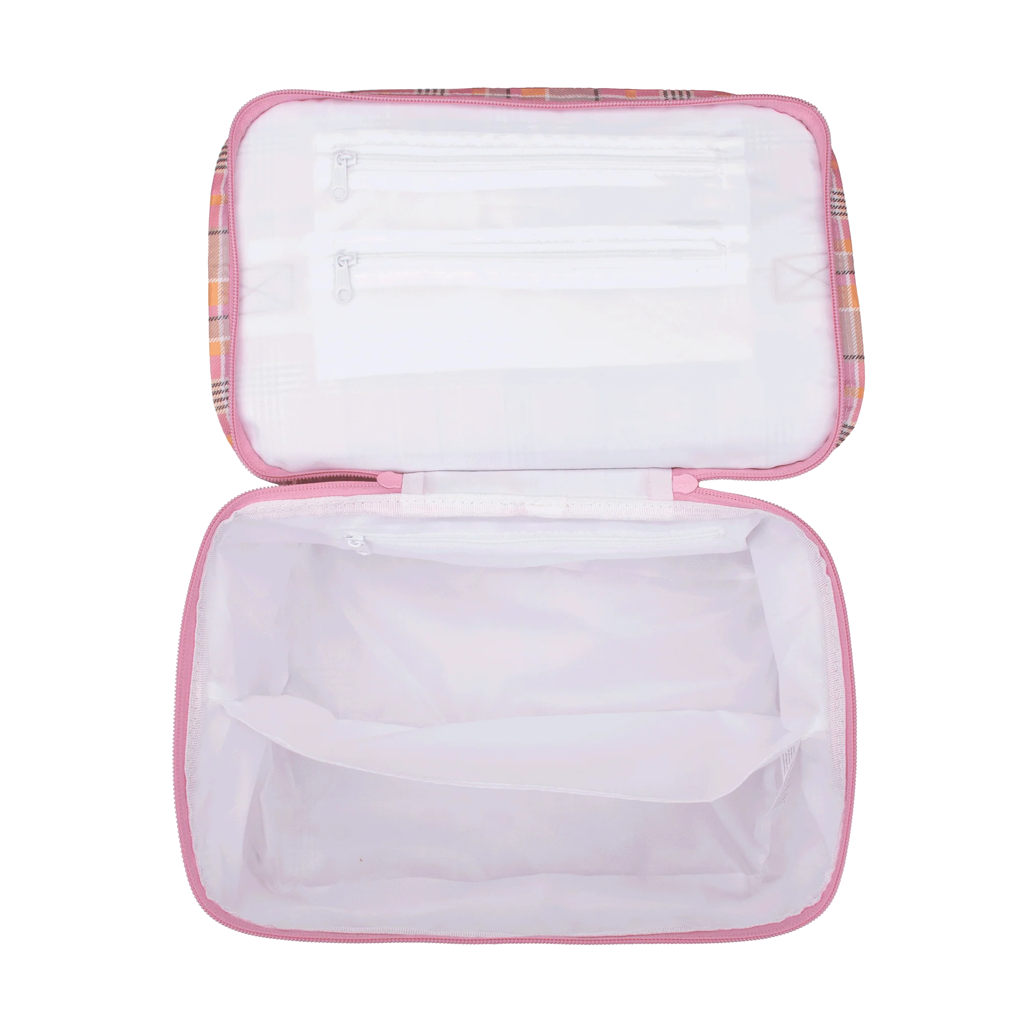 Toiletry Stash Bag Pink Blanket Check
