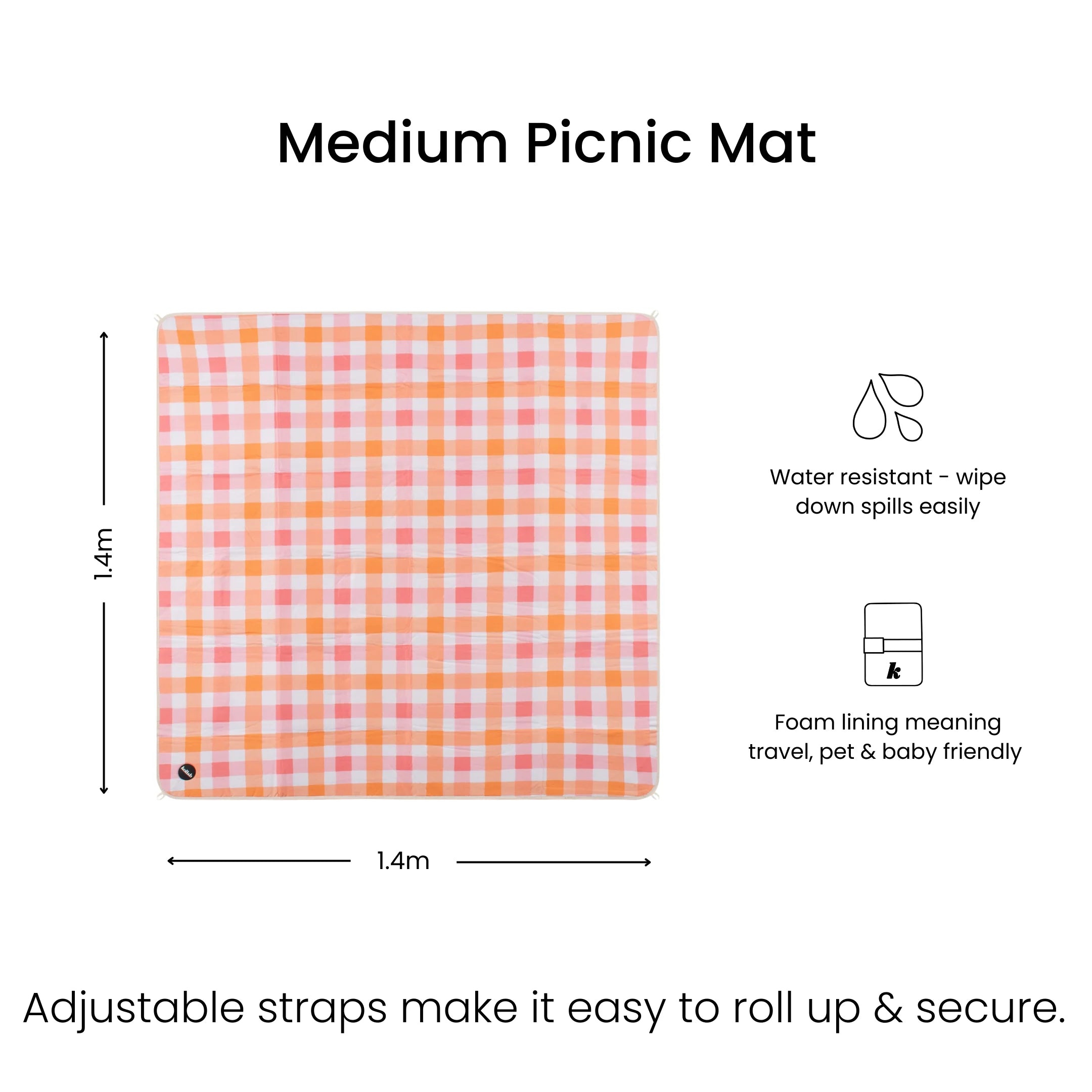 Picnic Mat Watermelon Peach Check