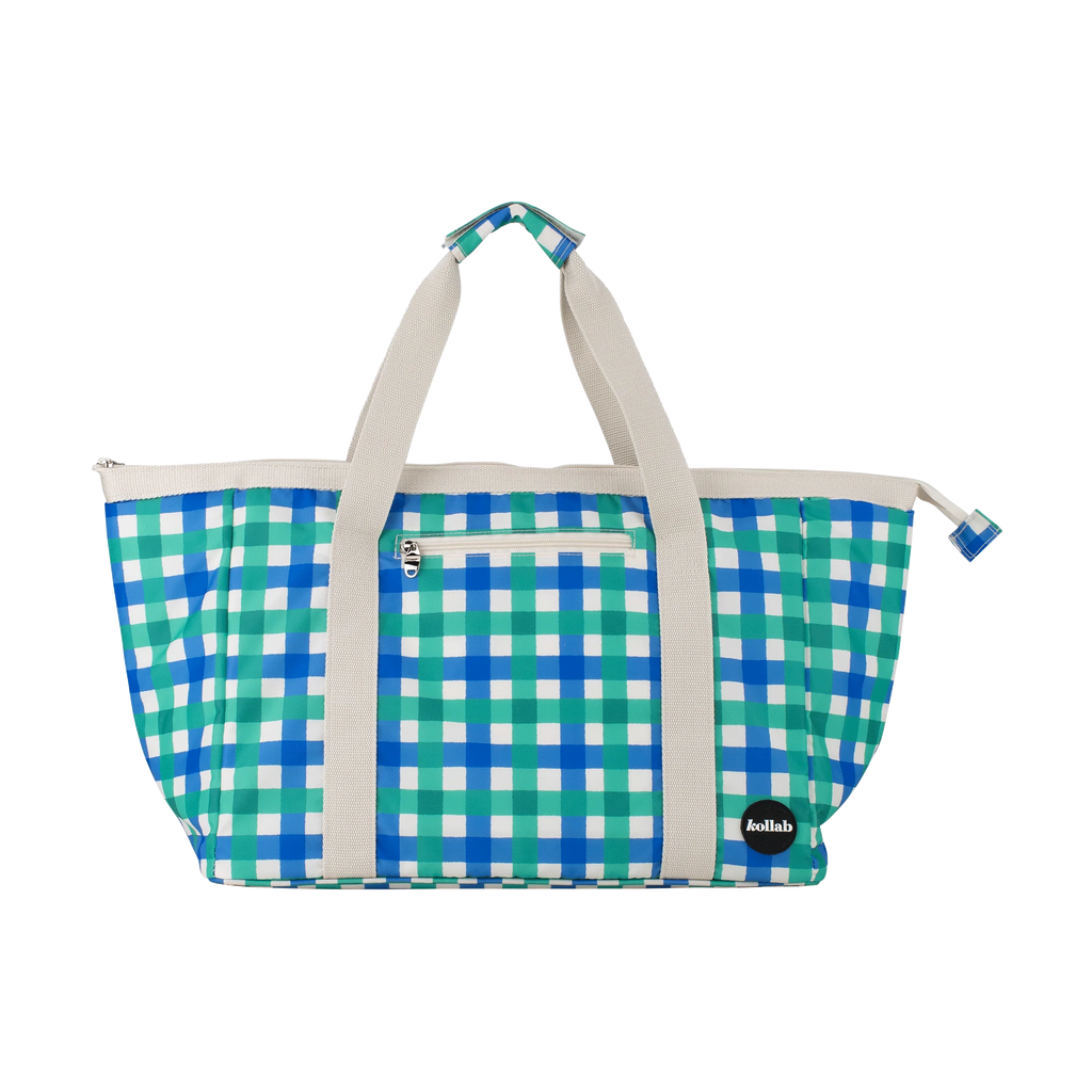 Tote Bag Green Blue Check