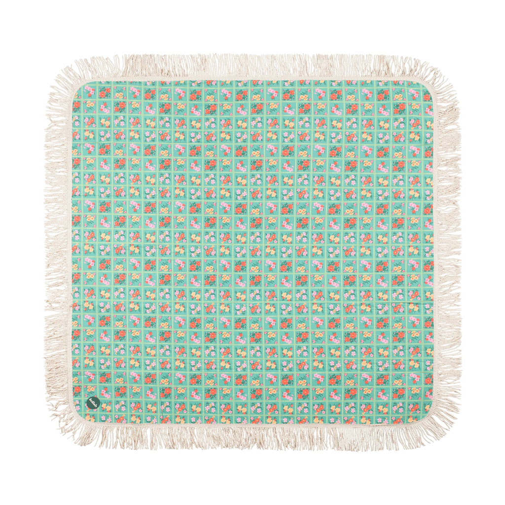 Fringed Medium Picnic Mat Vintage Patch