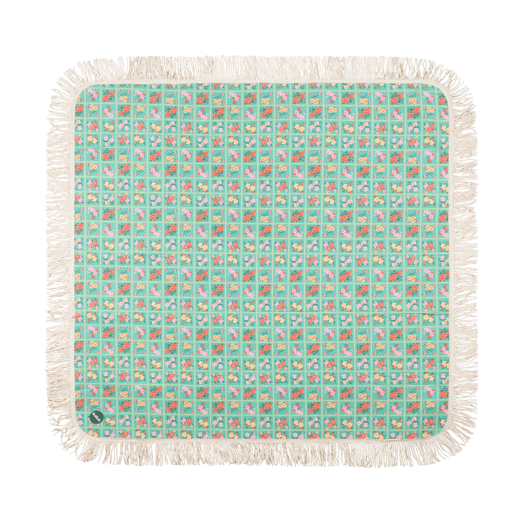 Fringed Medium Picnic Mat Vintage Patch