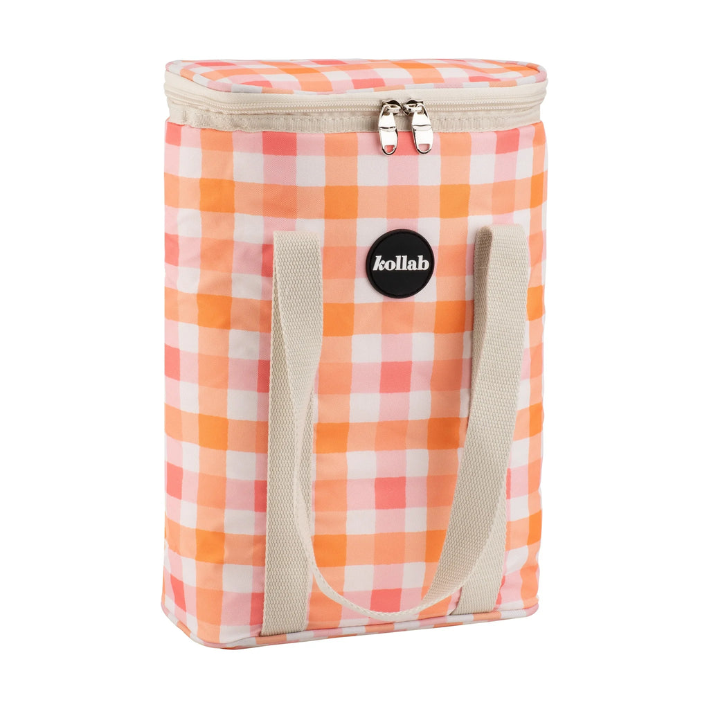 Wine Cooler Bag Watermelon Peach Check