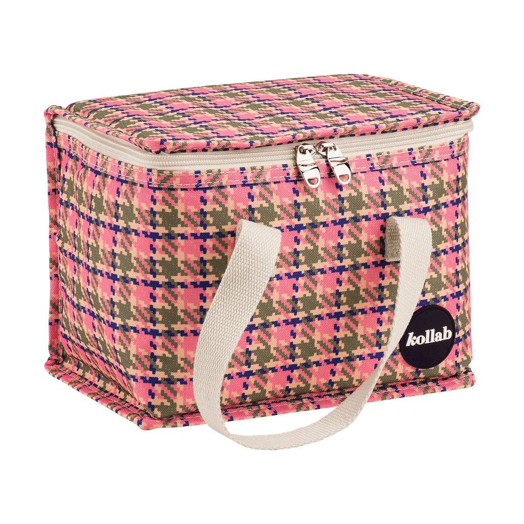 Lunch Bag Pink Houndstooth
