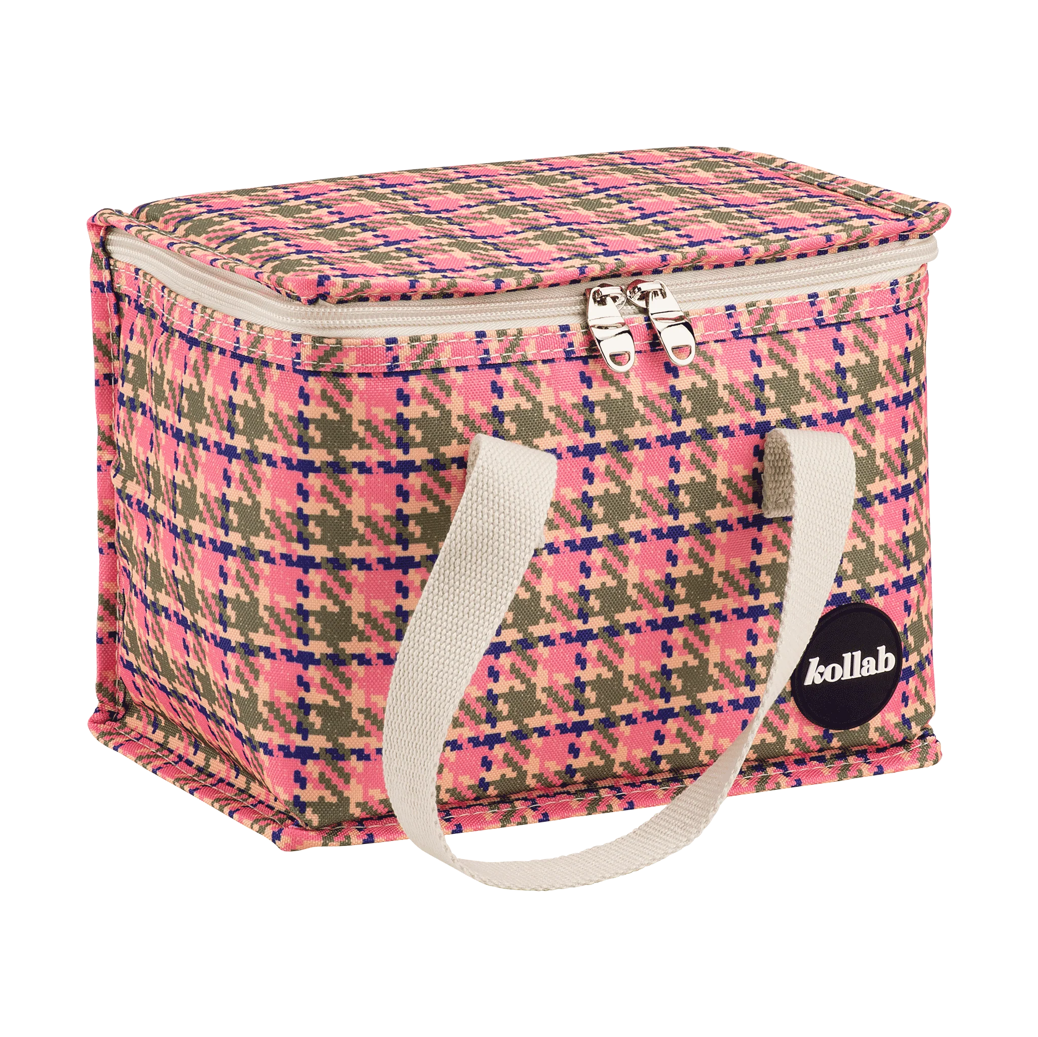 Lunch Bag Pink Houndstooth